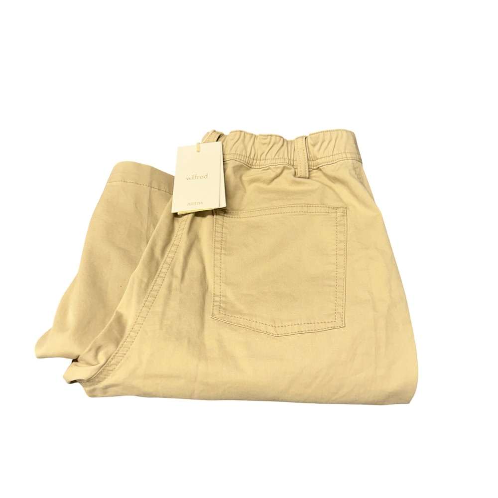 Wilfred Pants Womens 2 (27x27) Relaxed Hi Waist Wide Leg Marcona Beige Chino NEW